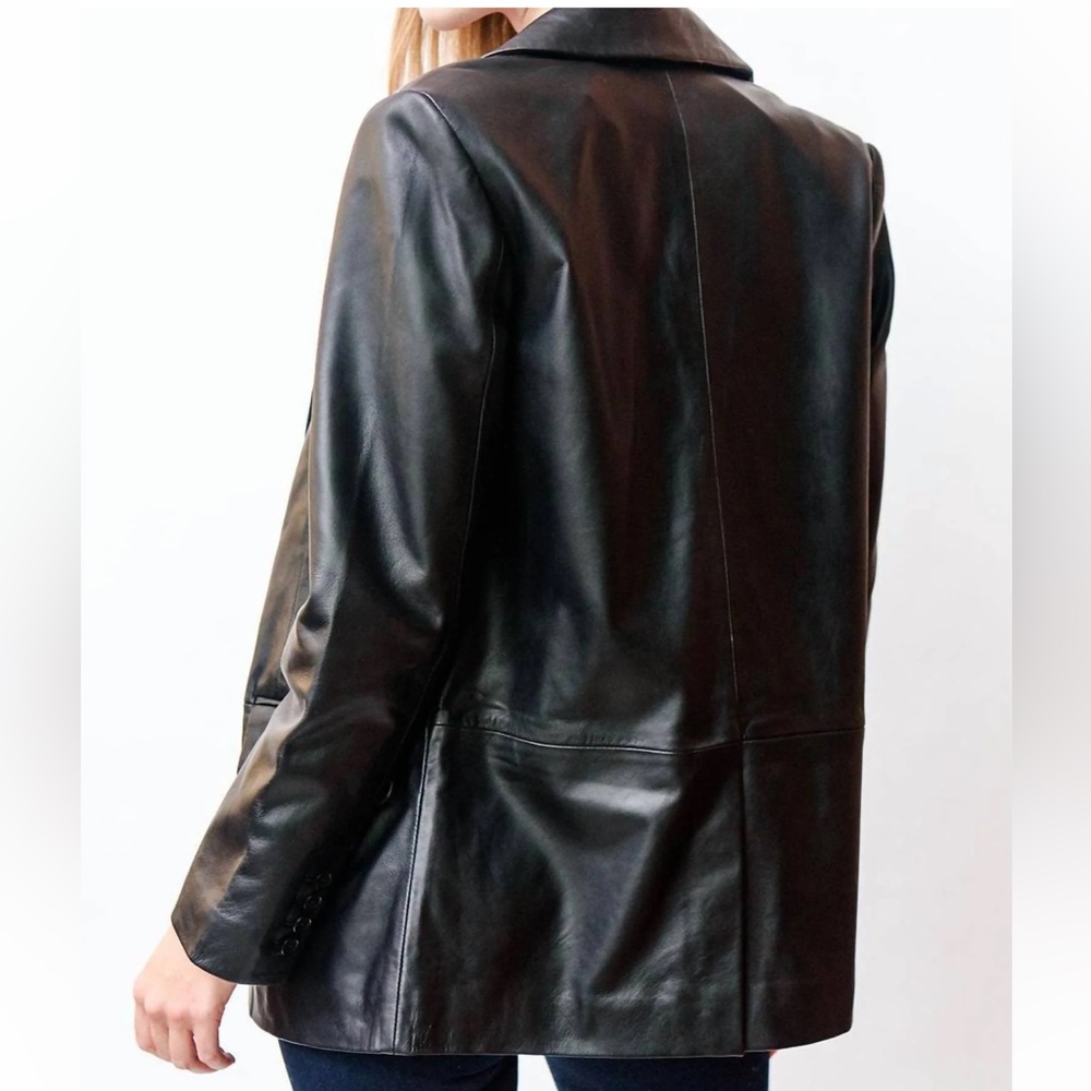NWOT Walter Baker Black 100% Lamb Leather Blazer Size XL - Picture 11 of 16